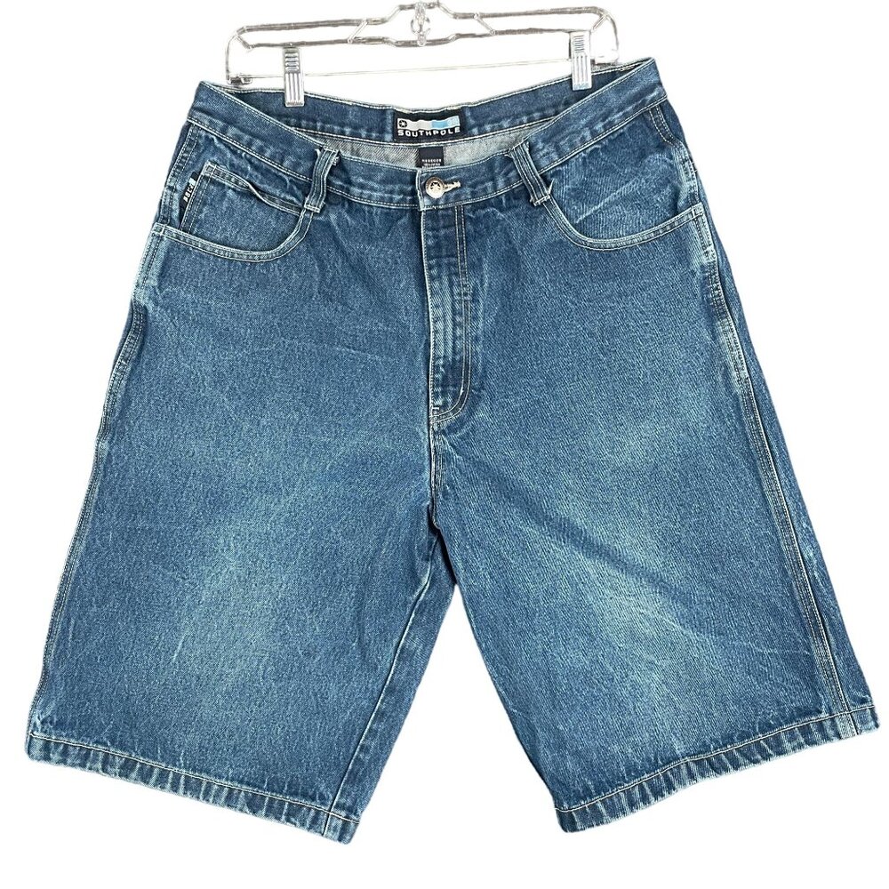 Southpole Shorts Mens Size 36 Blue Jean Loose Baggy Casual Y2K Cotton Grunge